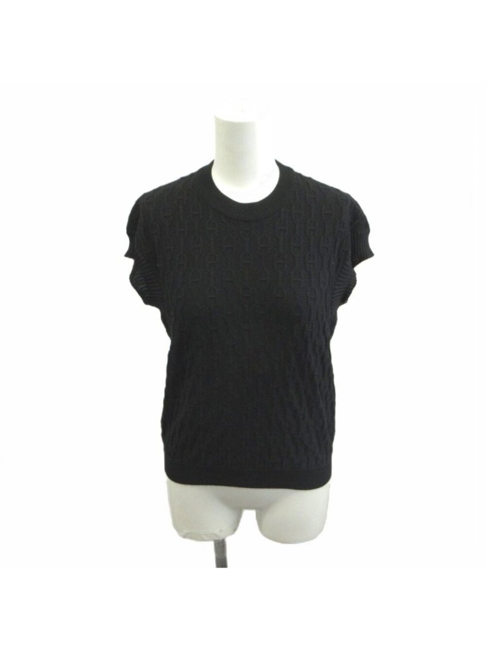 Hermes Gaultier Era Knit Chaine D'ancre Jacquard Silk Mixed Cashmere Black 34